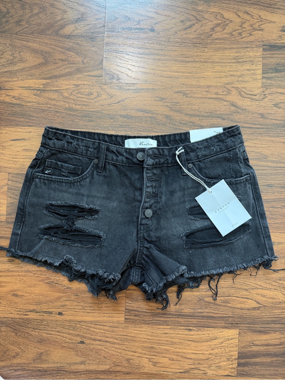 KanCan Black Distressed Denim Cutoff Shorts